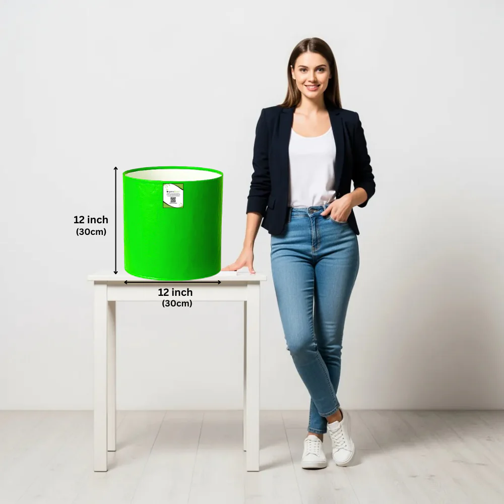 OrganicBazar 12×12 HDPE Round Grow Bag – Premium Quality, Heavy-Duty, UV-Stabilized (260 GSM) Green Plant Bags - Image 2